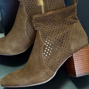 Report Signature - Travi Perforated Suede Ankle Booties - Tan/Brown
